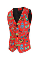 Laden Sie das Bild in den Galerie-Viewer, Grüne 3-teilige Partyanzüge mit Weihnachtsdruck für Herren mit einem Knopf