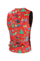 Laden Sie das Bild in den Galerie-Viewer, Grüne 3-teilige Partyanzüge mit Weihnachtsdruck für Herren mit einem Knopf