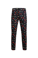 Laden Sie das Bild in den Galerie-Viewer, Schwarze 3-teilige Partyanzüge mit Weihnachtsdruck für Herren mit einem Knopf