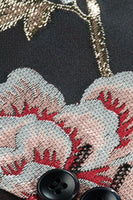 Laden Sie das Bild in den Galerie-Viewer, Herrenblazer aus schwarzem Blumen Jacquard mit gekerbtem Revers