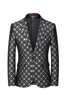 Laden Sie das Bild in den Galerie-Viewer, Silm Fit Gekerbtes Revers Kleiner grüner quadratischer Herren Blazer für den Abschlussball