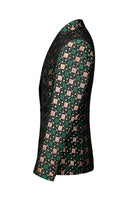 Laden Sie das Bild in den Galerie-Viewer, Silm Fit Gekerbtes Revers Kleiner grüner quadratischer Herren Blazer für den Abschlussball