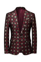 Laden Sie das Bild in den Galerie-Viewer, Silm Fit Gekerbtes Revers Kleiner grüner quadratischer Herren Blazer für den Abschlussball