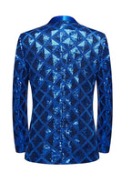 Laden Sie das Bild in den Galerie-Viewer, Schal Revers mit einem Knopf roter Pailletten Herren Abschlussball Blazer