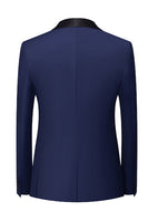 Laden Sie das Bild in den Galerie-Viewer, Königsblauer 3-teiliger Schal Revers Herren Ballanzüge