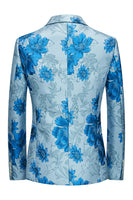 Laden Sie das Bild in den Galerie-Viewer, Herrenblazer mit rosa Blumen Jacquard und gekerbtem Revers