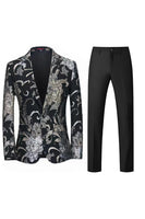 Laden Sie das Bild in den Galerie-Viewer, Hellrosa Jacquard 2-teilige Herren Ballanzüge mit gekerbtem Revers