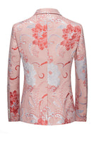 Laden Sie das Bild in den Galerie-Viewer, Hellrosa Jacquard 2-teilige Herren Ballanzüge mit gekerbtem Revers