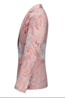 Laden Sie das Bild in den Galerie-Viewer, Hellrosa Jacquard 2-teilige Herren Ballanzüge mit gekerbtem Revers