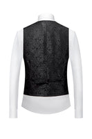 Laden Sie das Bild in den Galerie-Viewer, Schwarzer 3-teiliger Jacquard-Schal Revers Herren Ballanzüge