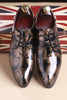 Laden Sie das Bild in den Galerie-Viewer, Brauner Jacquard Herren Leder Party Schuhe