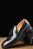 Laden Sie das Bild in den Galerie-Viewer, Schwarz Slip-On Fransen Herren Party Schuhe