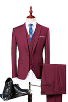 Laden Sie das Bild in den Galerie-Viewer, 3 Stück Marineblau Schlanke Passform Casual Smokinganzüge