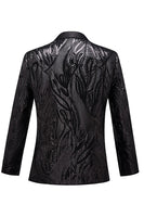 Laden Sie das Bild in den Galerie-Viewer, Schwarzer Jacquard Ein Knopf Herren Blazer
