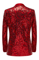 Laden Sie das Bild in den Galerie-Viewer, Glitzer rote Pailletten Herren Blazer