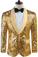 Laden Sie das Bild in den Galerie-Viewer, Goldener Schal Revers Pailletten Herren Blazer