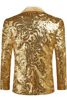 Laden Sie das Bild in den Galerie-Viewer, Goldener Schal Revers Pailletten Herren Blazer