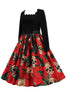 Laden Sie das Bild in den Galerie-Viewer, Quadratischer Ausschnitt Roter Totenkopf bedrucktes Halloween Vintage Kleid