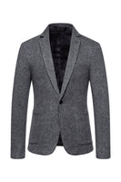 Laden Sie das Bild in den Galerie-Viewer, Khaki Tweed Ein Knopf Kerbiertes Revers Herren Blazer