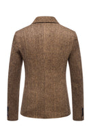 Laden Sie das Bild in den Galerie-Viewer, Khaki Tweed Ein Knopf Kerbiertes Revers Herren Blazer