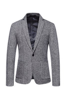 Laden Sie das Bild in den Galerie-Viewer, Khaki Tweed Ein Knopf Kerbiertes Revers Herren Blazer