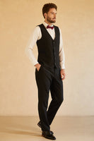 Laden Sie das Bild in den Galerie-Viewer, Schwarzer Schal Revers Einreihiger 3-teiliger Herrenanzug