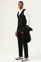 Laden Sie das Bild in den Galerie-Viewer, 3 Stück Schwarzer Schal Revers Einreihige Herrenanzüge