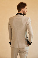 Laden Sie das Bild in den Galerie-Viewer, Grauer Schal Revers Zweireiher 2-teilige Herrenanzüge