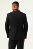 Laden Sie das Bild in den Galerie-Viewer, 3 Stück schwarzer roter Schal Revers Herren Abschlussball Anzüge