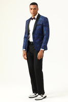 Laden Sie das Bild in den Galerie-Viewer, Ein Knopf Rot Shawl Revers Jacquard Herren Abschlussball Blazer