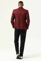 Laden Sie das Bild in den Galerie-Viewer, Ein Knopf Rot Shawl Revers Jacquard Herren Abschlussball Blazer
