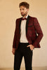 Laden Sie das Bild in den Galerie-Viewer, Roter Schal Revers Jacquard Ein Knopf Herren Ballblazer