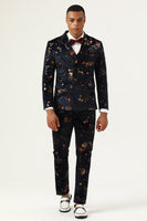 Laden Sie das Bild in den Galerie-Viewer, Schwarz gekerbtes Revers Doppelreihige Herren Ballanzüge