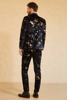 Laden Sie das Bild in den Galerie-Viewer, Gekerbtes Revers Doppelreihige schwarze Herren Hochzeitsanzüge