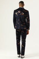 Laden Sie das Bild in den Galerie-Viewer, Schwarz gekerbtes Revers Doppelreihige Herren Ballanzüge