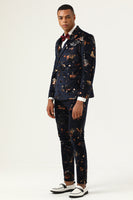 Laden Sie das Bild in den Galerie-Viewer, Schwarz gekerbtes Revers Doppelreihige Herren Ballanzüge