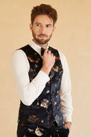 Laden Sie das Bild in den Galerie-Viewer, Gekerbtes Revers Doppelreihige schwarze Herren Hochzeitsanzüge