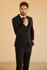 Laden Sie das Bild in den Galerie-Viewer, Gekerbtes Revers Einzelne Taste Schwarze Hochzeitsanzüge für Männer