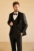Laden Sie das Bild in den Galerie-Viewer, Schal Revers Ein Knopf Schwarz Hochzeitsanzüge für Männer