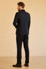Laden Sie das Bild in den Galerie-Viewer, Schal Revers Ein Knopf Marine Hochzeitsanzüge für Männer