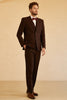 Laden Sie das Bild in den Galerie-Viewer, Gekerbtes Revers Zweiknopf dunkelbraun 3-teiliger Anzug Hochzeit