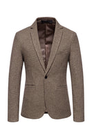 Laden Sie das Bild in den Galerie-Viewer, Khaki Plaid Ein Knopf Herren Blazer