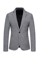 Laden Sie das Bild in den Galerie-Viewer, Khaki Plaid Ein Knopf Herren Blazer
