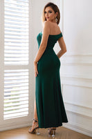 Laden Sie das Bild in den Galerie-Viewer, Scheide Eine Schulter Schwarzes Ferien Party Kleid mit Schlitz