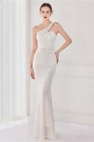 Laden Sie das Bild in den Galerie-Viewer, Buntes Ein-Schulter Pailletten Meerjungfrau Abendkleid