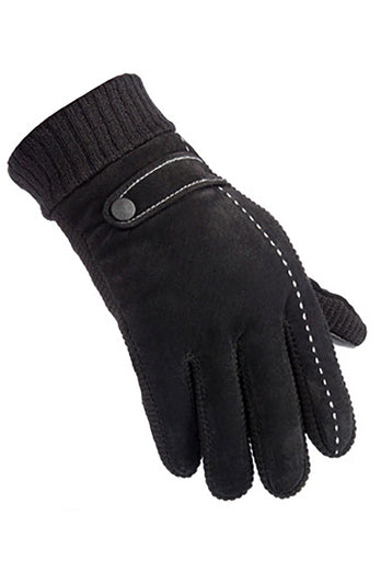 Schwarzes Schweinefell Fleece Handschuhe für Herren