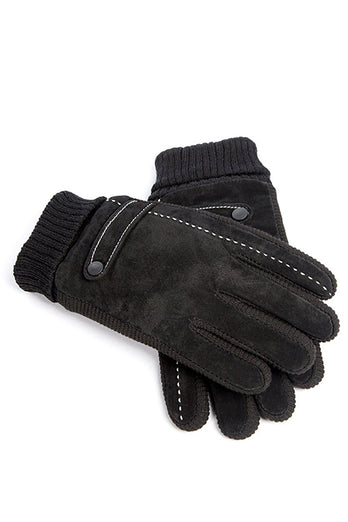 Schwarzes Schweinefell Fleece Handschuhe für Herren