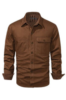 Laden Sie das Bild in den Galerie-Viewer, Herren Arbeitskleidung Waschtes Baumwollhemd