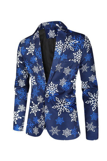 Blaue Schneeflocke bedruckt 3-teilige Herren Weihnachtsfeier Anzüge