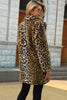 Laden Sie das Bild in den Galerie-Viewer, Braun gekerbtes Revers Leopard Midi Kunstpelz Mantel